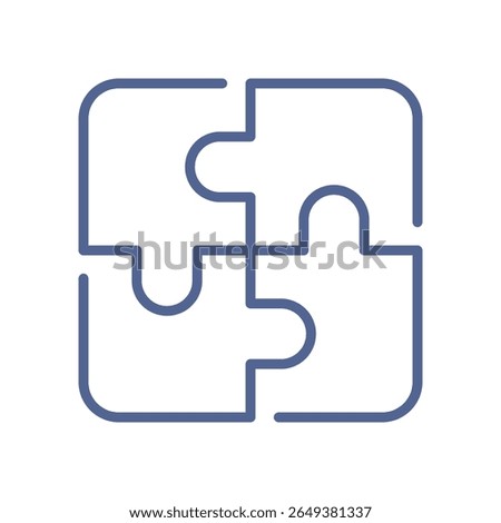 Puzzle icon, minimal teamwork symbol representing collaboration, problem solving, strategic thinking, solution building and shared effort for success flat vector illustration.