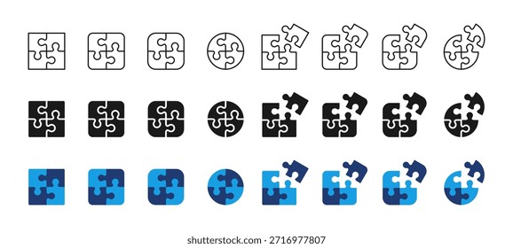 Icono de rompecabezas con la pieza faltante que representa el juego de lógica y el cerebro teaser. Concepto de acertijo, resolución de problemas, desafío de pensamiento y rompecabezas incompleto para la educación, concursos y juegos mentales.