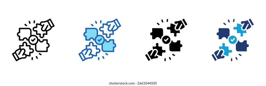 Ícone de quebra-cabeça Ilustração de vetor de vários estilos