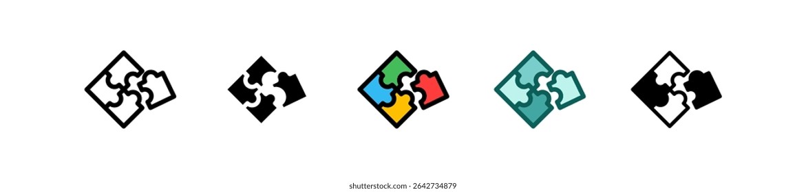 Puzzle Icon Multiple Vector Illustration