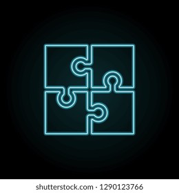 puzzle icon in neon style. Simple thin line, outline vector of education icons for UI and UX, website or mobile application