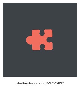 Puzzle Icon On Black Background. Black Flat Style Vector Illustration.