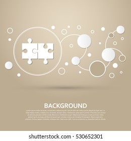 puzzle icon on a brown background with elegant style and modern design infographic. Vector illustration