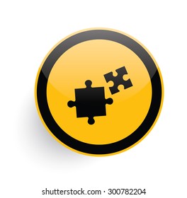 Puzzle icon on yellow button background,clean vector