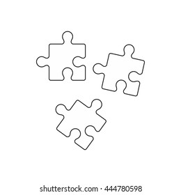 Puzzle icon in outline style isolated on white background