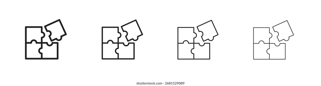 Puzzle icon outline vector pack. Best for web, mobile, ui