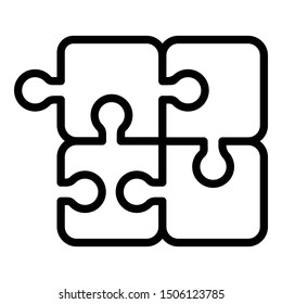 Puzzle icon. Outline puzzle vector icon for web design isolated on white background