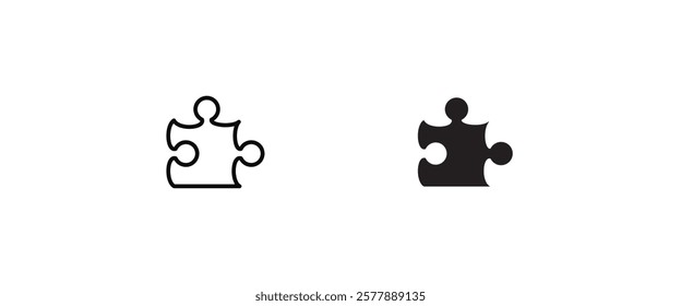 puzzle icon, part line and flat icons set, editable stroke isolated on white, linear vector outline illustration, symbol logo design style