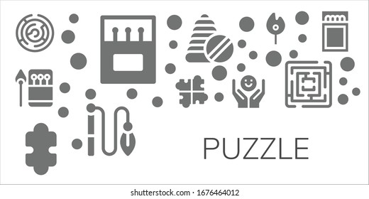 puzzle icon set. 11 filled puzzle icons. Included Maze, Matches, Solution, Puzzle, Psychology, Toys, Toy, Match, Labyrinth icons