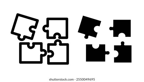 Puzzle Icon set in black filled and line.