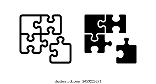Conjunto de iconos de rompecabezas. Ilustración plana de icono de Vector