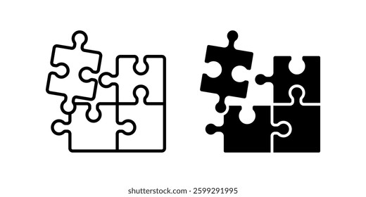 Puzzle icon set. Flat illustration of icons on a white background