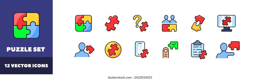 Puzzle icon set. Flat style