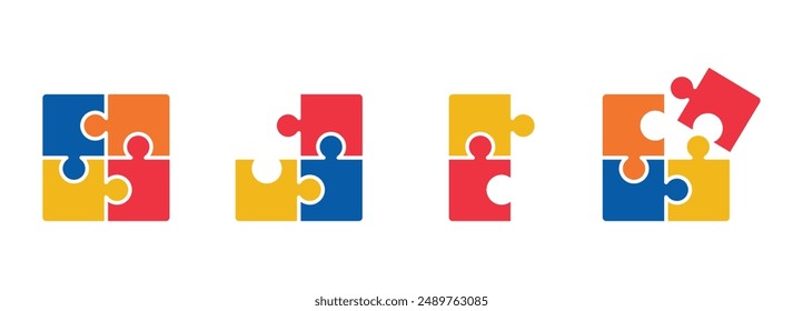 Puzzle icon Set, jigsaw puzzle icon vector collection isolated on white background