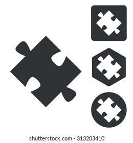 Puzzle icon set, monochrome, isolated on white