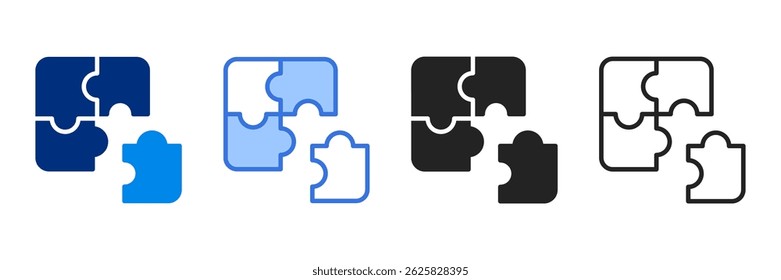 Puzzle Icon Set Multiple Style Vector Illustration
