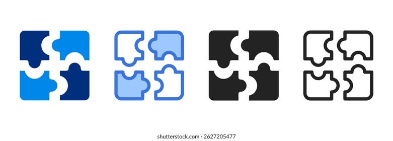 Puzzle Icon Set Multiple Style Vector Illustration