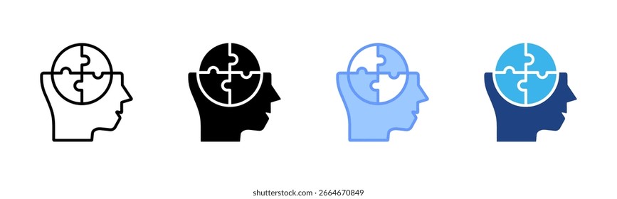 Puzzle icon set multiple style collection