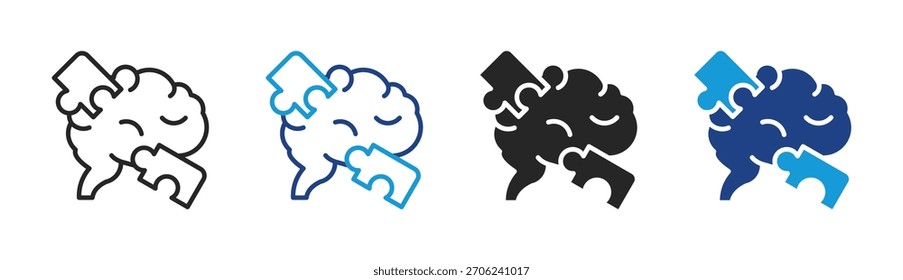 Puzzle icon set multiple style collection