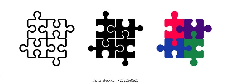 Puzzle icon set. Puzzle Pieces sign. for mobile concept and web design. vector illustration on white background