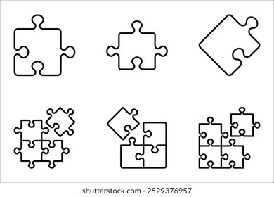 Conjunto de iconos de puzzle. Símbolo del trabajo en equipo, icono del rompecabezas para el Sitio web, ui, App. Ilustración vectorial en el fondo blanco
