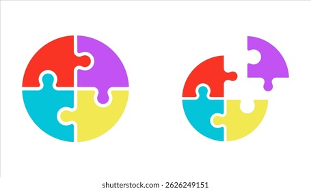 Puzzle icon set. Teamwork symbol, jigsaw puzzle icon for website, ui, app. vector illustration on white background