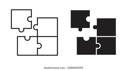 Puzzle icon set in thin line. vector illustrations for web
