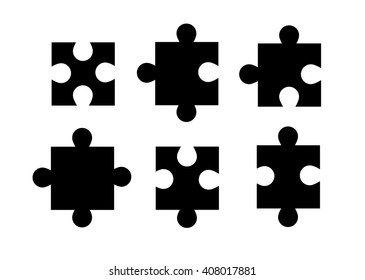 Puzzle icon set. Vector art.