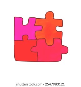 Puzzle icon set, vector collection of puzzle icons isolated on white background and puzzles with 4 colors that add a cheerful feel.