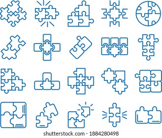 puzzle icon set vector isolate