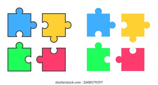 Puzzle Icon Set. Puzzle Vector Icon in line style design. Symbol of Puzzle. Vector illustration.