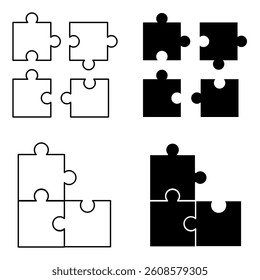 Puzzle Icon Set. Puzzle Vector Icon in line style design. Symbol of Puzzle. Vector illustration.