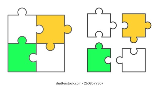 Puzzle Icon Set. Puzzle Vector Icon in line style design. Symbol of Puzzle. Vector illustration.