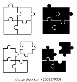 Puzzle Icon Set. Puzzle Vector Icon in line style design. Symbol of Puzzle. Vector illustration.