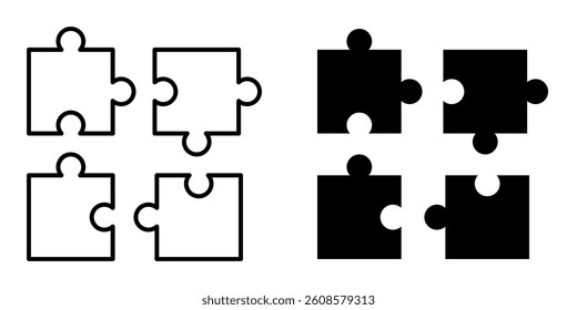 Puzzle Icon Set. Puzzle Vector Icon in line style design. Symbol of Puzzle. Vector illustration.