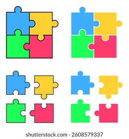 Puzzle Icon Set. Puzzle Vector Icon in line style design. Symbol of Puzzle. Vector illustration.