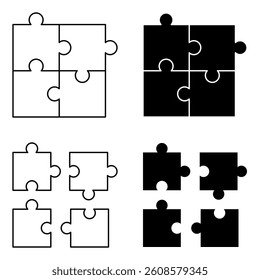 Puzzle Icon Set. Puzzle Vector Icon in line style design. Symbol of Puzzle. Vector illustration.