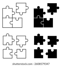 Puzzle Icon Set. Puzzle Vector Icon in line style design. Symbol of Puzzle. Vector illustration.