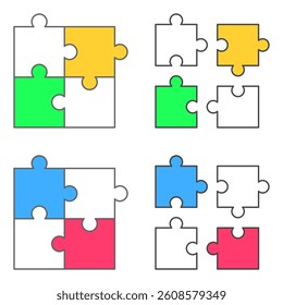 Puzzle Icon Set. Puzzle Vector Icon in line style design. Symbol of Puzzle. Vector illustration.