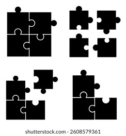 Puzzle Icon Set. Puzzle Vector Icon in line style design. Symbol of Puzzle. Vector illustration.