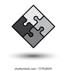Puzzle icon with shadow. Vector illustration