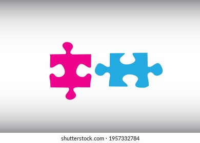 Puzzle icon shape vector icon two together compound and coupling in process, puzzle icon, vector puzzles game sign, puzzle move together