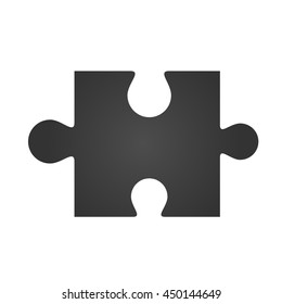 Puzzle icon. Simple flat logo of puzzle sign on white background. Vector illustration.