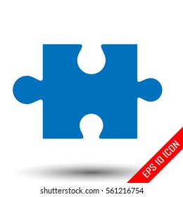 Puzzle icon. Simple flat logo of puzzle sign on white background. Vector illustration.