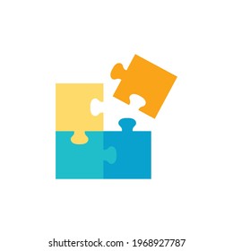 Puzzle icon. Simple flat style. Jigsaw symbol, pictogram, single, piece, business, teamwork logo concept design. Vector illustration isolated on white background. EPS 10.