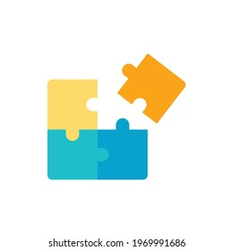 Puzzle icon. Simple flat style. Jigsaw symbol, pictogram, single, piece, business, teamwork logo concept design. Vector illustration isolated on white background. EPS 10.