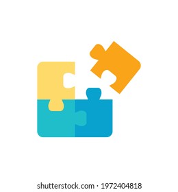 Puzzle icon. Simple flat style. Jigsaw symbol, pictogram, single, piece, business, teamwork logo concept design. Vector illustration isolated on white background. EPS 10.