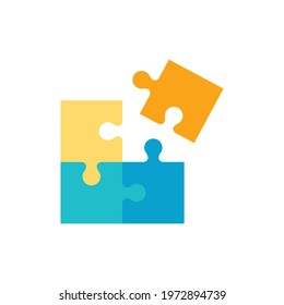 Puzzle icon. Simple flat style. Jigsaw symbol, pictogram, single, piece, business, teamwork logo concept design. Vector illustration isolated on white background. EPS 10.