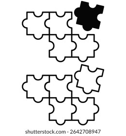 puzzle icon, simple flat style, vector illustration, symbol, design logo template pictogram, for ui or ux isolated on white for mobile app, editable