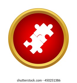 Puzzle icon in simple style in red circle. Game symbol